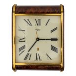 Asprey, Burr walnut desk clock