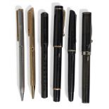 NO RESERVE: A group of four fountain pens and two pens