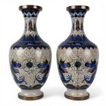 Chinese, 20th century, a pair of cloisonné vases