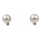 A pair of very fine large South Sea cultured pearl ear studs