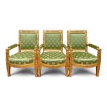 Three Empire chairs made by Jacob-Desmalter in 1816 for the Grand Salon of the Duchesse de Sarrant i