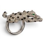 Cartier, A diamond, onyx and emerald Panthère ring, circa 1983