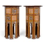 Moorish, a pair of octagonal inlaid side tables