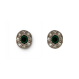 18ct Gold Emerald & Diamond Stud Earrings