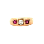 Old Mine Cut Diamond & Ruby Ring