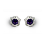 9ct Amethyst & Diamond Stud Earrings