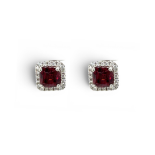 18ct Rhodolite Garnet & Diamond Stud Earrings