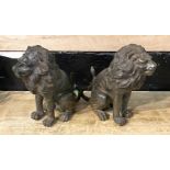 PAIR OF BRONZE LIONS - 17CMS (H) APPROX