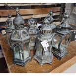 SET OF SIX VERDIGRIS STYLE LANTERNS