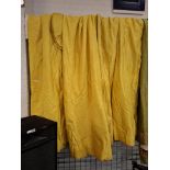 TWO PAIRS OF YELLOW SILK QUALITY 70S LINED CURTAINS