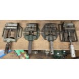 A Wolf drill press machine vice also, three further press drill machine vice. (4).