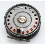 Hardy Bros Ltd, The 'St George' ventilated fly fishing reel, ribbed brass foot, agate line guard,
