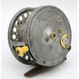 Hardy Bros Ltd, The 'Silex Major' ventilated fly fishing reel, ribbed brass foot, twin handles
