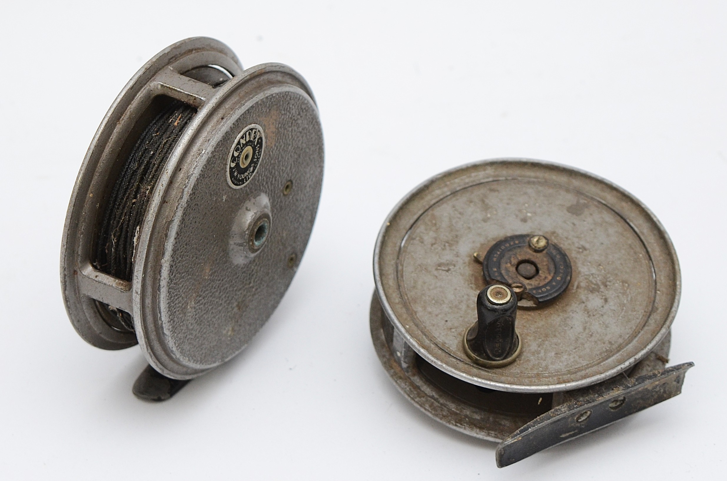 J.W. Young & Sons Ltd, The 'Pridex' fly fishing reel, steel foot, single handle operation, design