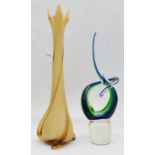 Cristalleria Fratelli Betti, Italy art glass vase in a cream and amber colourway 47cm together