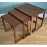 G Plan, a nest of three teak Quadrille tables, each stamped 256.