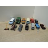 Dinky Playworn Die-casts, including 192 Range Rover, 168 Four Berth Caravan, 186 Mercedes Benz