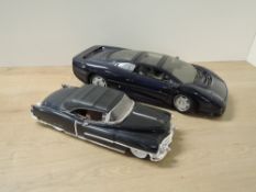 Mixed Die-casts, Maisto 1:12 scale Jaguar XJ220 in blue and Anso 1:18 scale Cadillac 1953 Eldoradoin