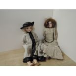 Armand Marseille late 19th/early 20th Century Bisque Headed Dolls, sleep blue eyes, open mouth