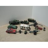 Playworn Die-cast and Tin Plate Toys, Dinky Military Tank Transporter and Tank, 10 Ton Army Truck,