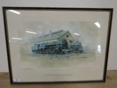 Print after David Shepherd, The East Somerset Railway, Black Prince and the Green Knights on Shed,
