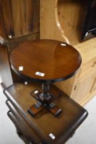 A modern oak occasional table having circular top, diameter approx. 35cm, height 42cm