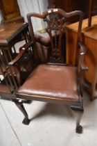An early 20th Century mahogany Chippendale style carver chair, width approx. 62cm