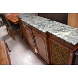 A traditional breakfront sideboard having marble top, width approx. 166cm