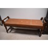 A Victorian duet stool, width approx. 136cm