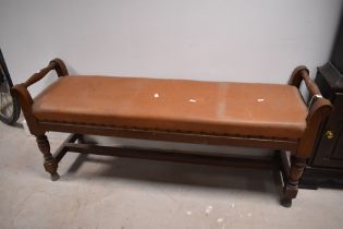 A Victorian duet stool, width approx. 136cm