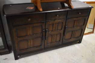 A vintage Priory dresser base, width approx. 152cm