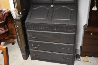 A vintage painted bureau bookcase, dimensions approx. H190 W75 D48cm