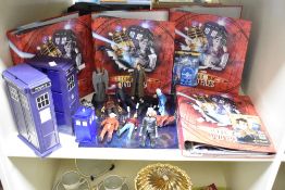 A quantity of 20th-century Doctor Who memorabilia, to include a Tardis-shaped storage unit/card