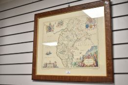 Of local interest, a 20th-century framed lithography map of Cumbria after Johan Blaeu, printed by