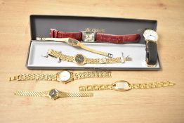 A small collection of wristwatches, including a cased Lorus, Rotary and Fossil