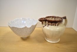 A mid to late 20th-century Peter Lane ceramic bowl, of foliate form, featuring an undulating rim and