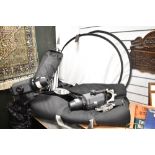 A selection of modern studio photography equipment, to include two Bowens Espirit Gemini 500 2