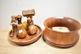 A selection of mixed 20th-century woodwork, to include: a pair of German Black Forest-style Folk Art