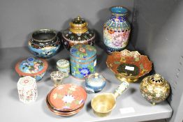 A quantity of Chinese Cloisonne enamel ware, to include a small bud vase of baluster form having