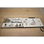 Manuscript. Pocket Sketch Book. Circa 1892. Contains numerous ink and watercolour sketches of a