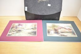 Four modern American reproduction prints of Thomas Kinkades (American, 1958-2012) oil paintings,