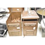 Two 20th-century British Army Military Issue metal ammunition boxes, both filled with a quantity