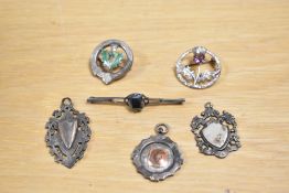 Two 20th-century hallmarked silver medallions, 20grams; sold together with a white metal