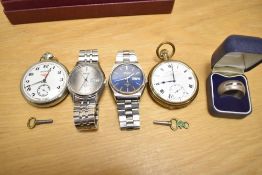 Two vintage Seiko wristwatches, having blue and silver tone dials with baton numerals and day/date