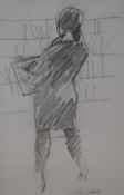 *Local Interest* John Cooke (British 1929 - 2018) Graphite 'Librarian', a sketch of a woman shelving