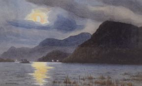 *Local Interest* Edward G Hobley (British 1866 - 1916) A pair of watercolours, the moon reflecting