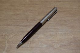 A Parker 51 Special pencil in Burgundy with Polished Steel cap. Circa 1955. Engraved Guaranty