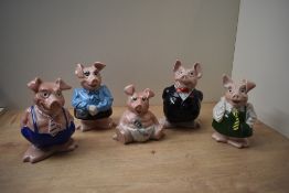 A full collection of Wade for Natwest ceramic piggy banks, comprising 'Sir Nathaniel', 'Lady