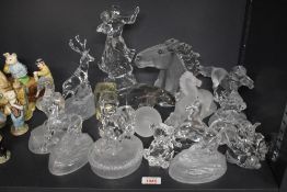 A large selection of glass studies and figures to include dolphin, horse, teddy bear and seahorse
