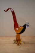 A large vintage Murano style glass pheasant study, measures 42cm tall.